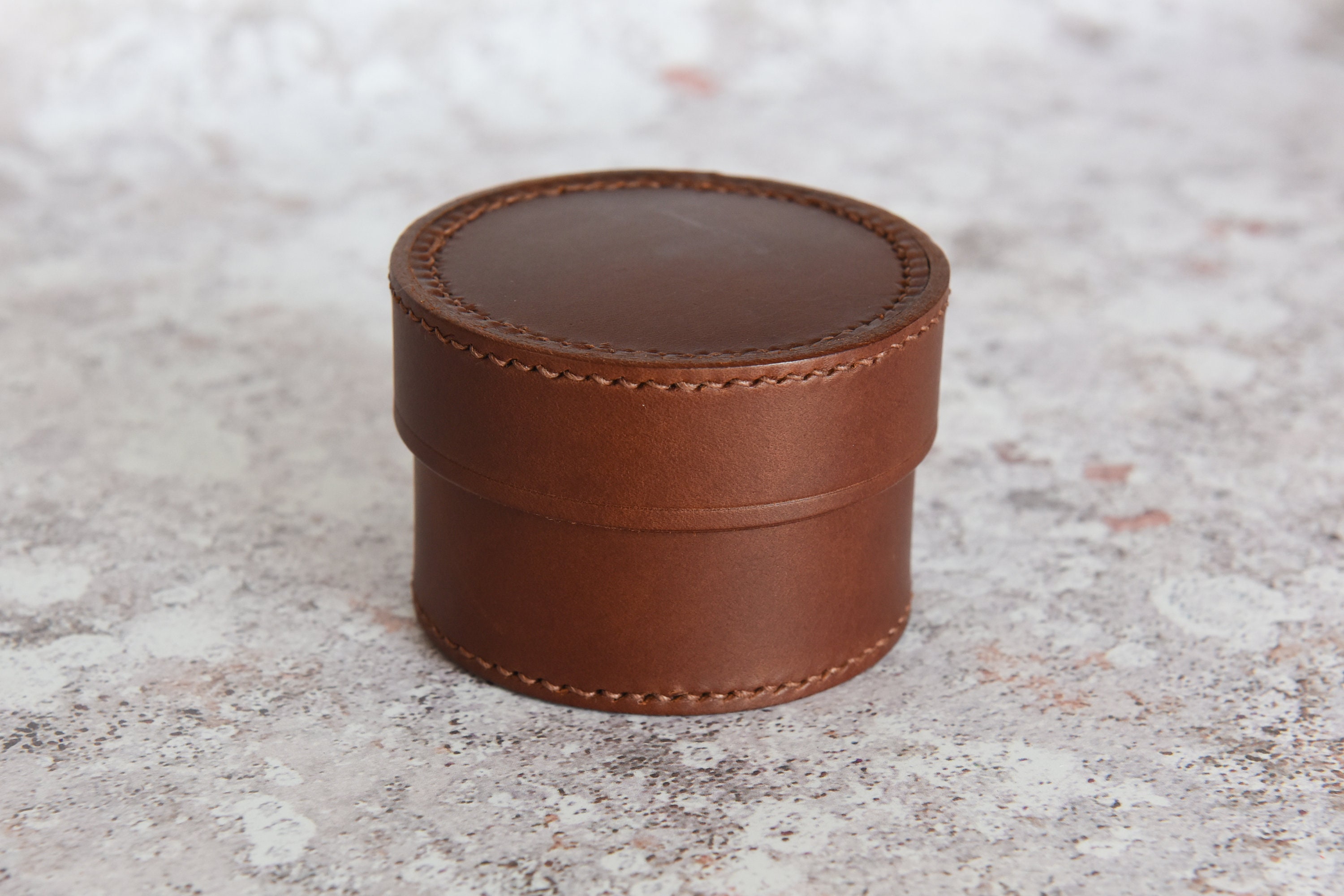 Personalised Round Leather Box/ Leather Cuff Link Box/ Leather Etsy