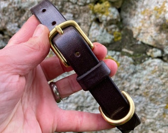 Brown Bridle Leather Dog Collar: Handmade Luxury with Brass Hardware