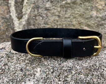 Black Leather Dog Collar, Made to Measure Leather Dog Collar, Custom Leather Dog Collar, Boy Dog Collar
