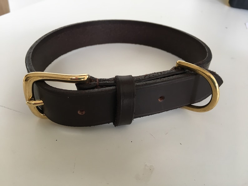 Brown Leather Dog Collar, Bridle Leather Dog Collar, Big Dog Collar, Strong Dog Collar image 2