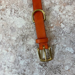 Orange Leather Dog Collar// Custom Leather Dog Collar, Puppy Collar image 4
