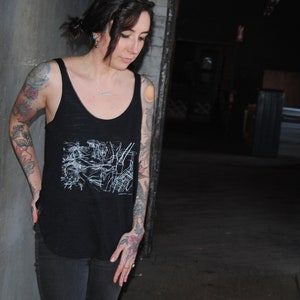 Internalized Circuit Women&#39;s Flowy Side Slit Tank Top, Annaleah Moon Studios Screenprinted Women&#39;s Graphic Tee Art