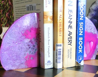Pink Agate Bookend Pair