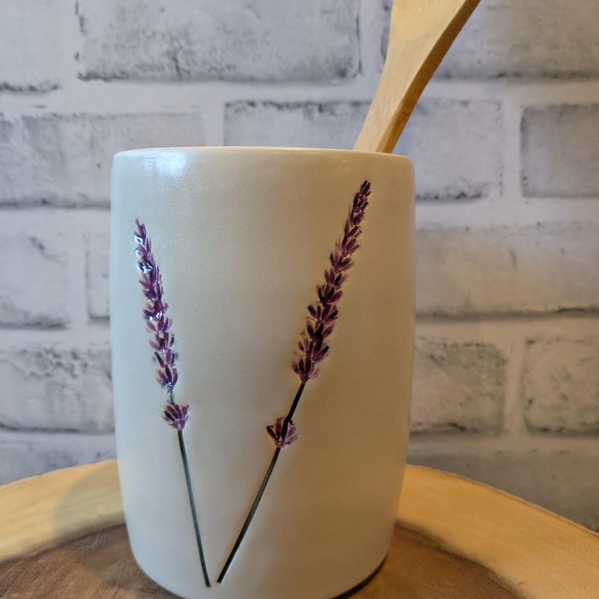 Botanical Stoneware Utensil Holder