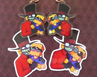 Villainous Paperhat (Black Hat und Dr. Flug) doppelseitiger Acrylanhänger, 3 inch Vinyl Stickers