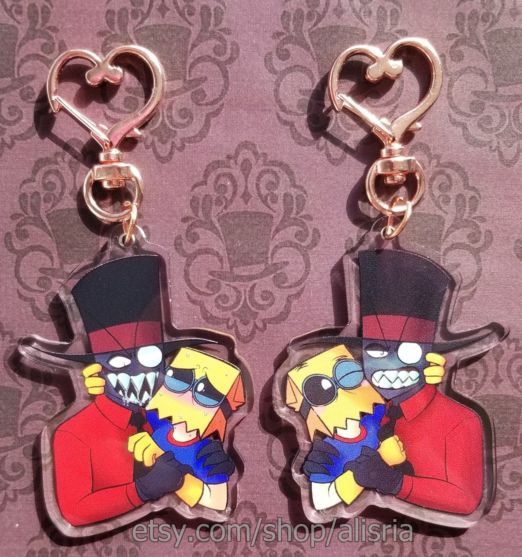 Villainous Paperhat black Hat and Dr. Flug Double Sided Acrylic Charm sweet  N Spicy - Etsy