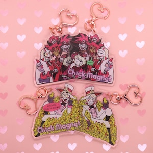 Hazbin Hotel Alastor/Lucifer &quot;Chick Magnet&quot; 6cm Double Sided Acrylic Charms
