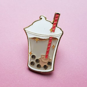 Boba Tea Enamel Pin, Bubble Tea, Food Pin, Artist Gift, Badges, Backpack Accessories image 7