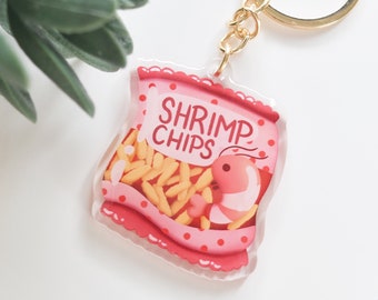 Shrimp Chips Keychain, Asian Keychains, Snack Keychains,Bag Charm
