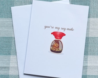 Love Greeting Card 'You're My Soy-mate' , Valentine's Day Card, Romance Greeting Card