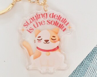 Staying Delulus is the Solulu Cat Keychain, Cat Keychains Bag Charm