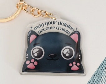 May Your Delulus Become Trululu Cat Keychain, Black Cat Keychains Bag Charm