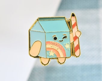 Cute Pins Badge Creative Juice Box Hard Enamel Accessories Backpack Artist Enamel Pin; Back To School Pins