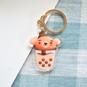 Boba Keychain Bear, Bubble Tea Drink Keychain, Bag Charm