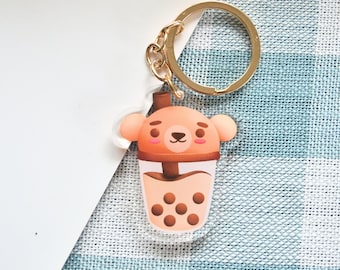 Boba Keychain Bear, Bubble Tea Drink Keychain, Bag Charm