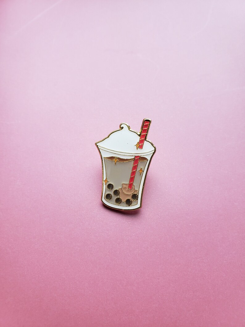 Boba Tea Enamel Pin, Bubble Tea, Food Pin, Artist Gift, Badges, Backpack Accessories image 7