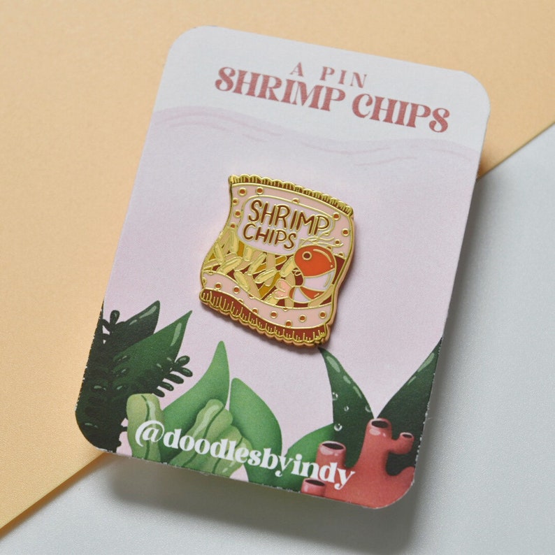Shrimp Chips Pin, Snack Pins, Asian Food Pins, Cute Hard Enamel Pins image 5