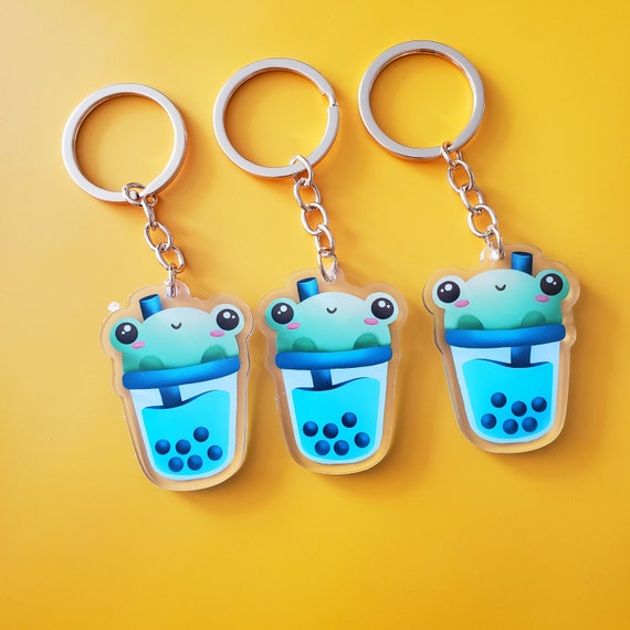 Boba Keychain Frog Bubble Tea Drink Keychain Bag Charm Etsy
