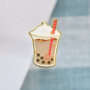 Boba Tea Enamel Pin, Bubble Tea, Food Pin, Artist Gift, Badges, Backpack Accessories