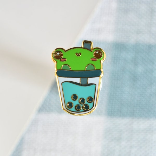 Boba Animal Pins Frog, Frog Pins, Boba Milk Tea Pin, Animal Boba Pins