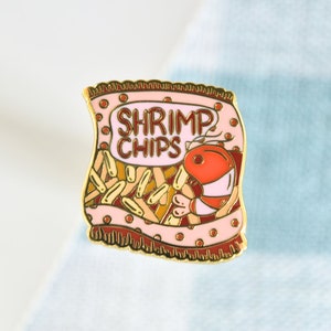 Shrimp Chips Pin, Snack Pins, Asian Food Pins, Cute Hard Enamel Pins image 1