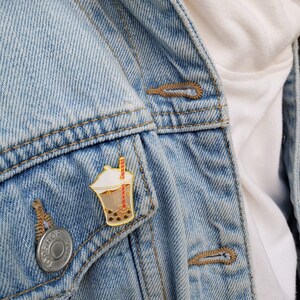 Boba Tea Enamel Pin, Bubble Tea, Food Pin, Artist Gift, Badges, Backpack Accessories image 3