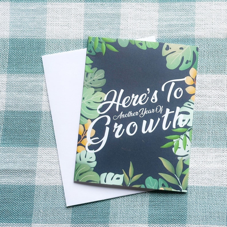 Here's to Another Year of Growth Greeting Card, Plant Lover Greeting Card, Plant Lady Card, Plant Card, Plant Lover image 1