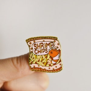 Shrimp Chips Pin, Snack Pins, Asian Food Pins, Cute Hard Enamel Pins image 2