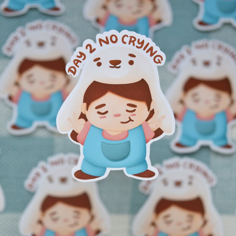 No More Crying Sticker, Positivity Sticker, Laptop Sticker, Water bottle Sticker image 3