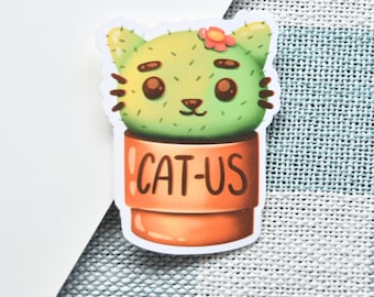 Cactus Sticker 'Cat-Us' | Cat Stickers | Plant Stickers | Plant Lovers Gifts