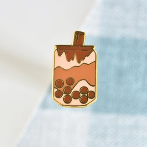 Brown Sugar Boba Pin, Hard Enamel Pin, Cute Asian Bubble Tea Pin, Food Pin