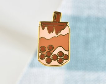 Brown Sugar Boba Pin, Hard Enamel Pin, Cute Asian Bubble Tea Pin, Food Pin