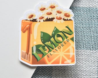 Cute Flowers Stickers Waterproof Lemon Tea Box | Plant Stickers | Asian Food Stickers