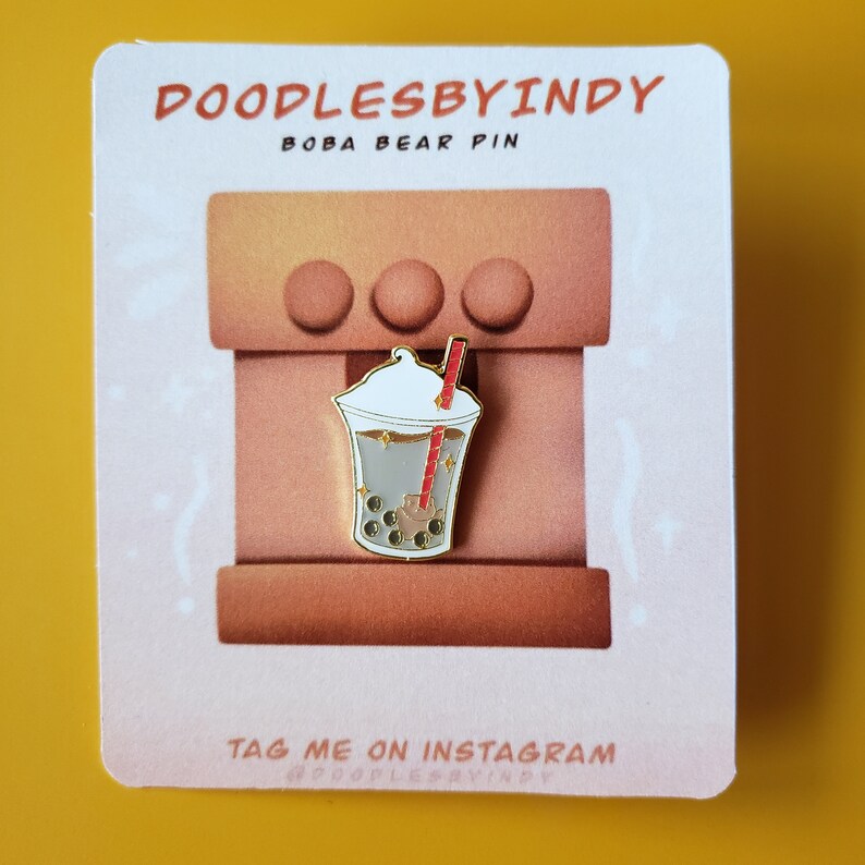 Boba Tea Enamel Pin, Bubble Tea, Food Pin, Artist Gift, Badges, Backpack Accessories image 5