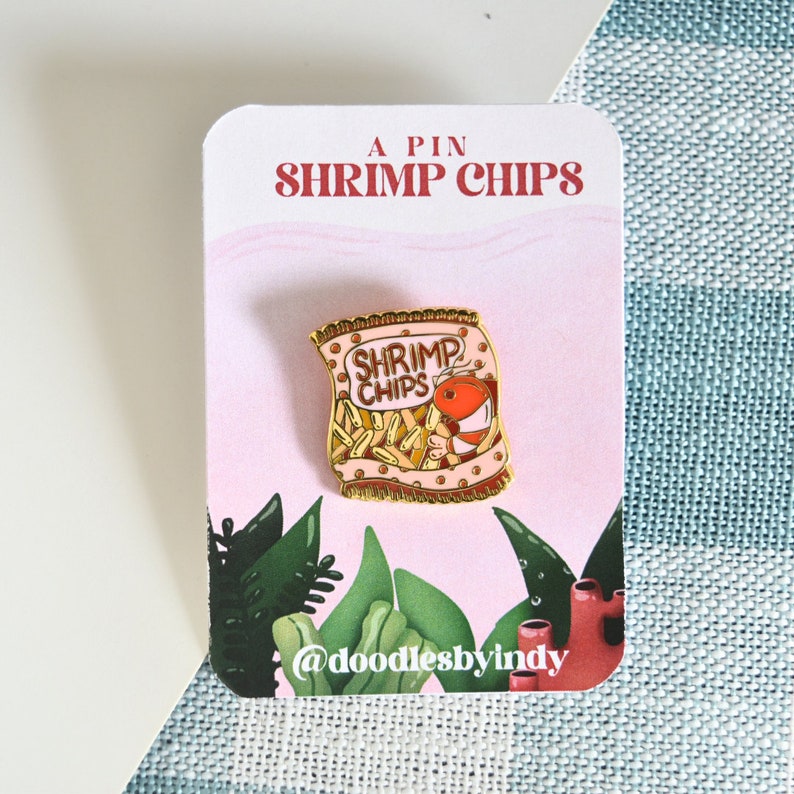 Shrimp Chips Pin, Snack Pins, Asian Food Pins, Cute Hard Enamel Pins image 3