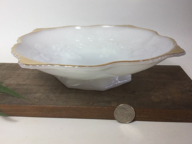Anchor Hocking Gold Trimmed Serving Plate Vintage Milk Glass Vintage Plate GrapevineDesign WeddingShower Decor Kitchen Farmhouse Decor SALE