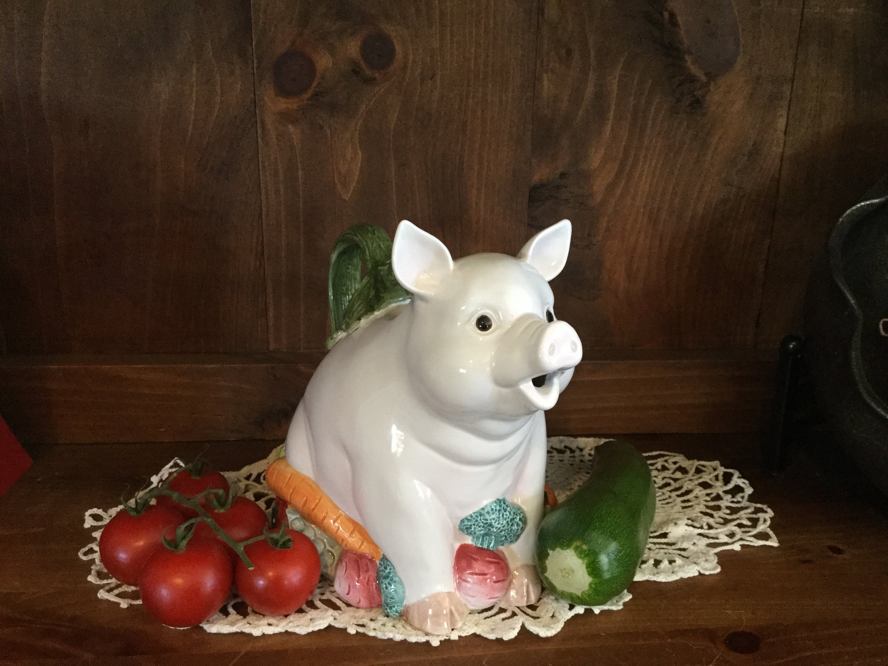 Pig Teapot Vintage Fitz And Floyd Garden Series Whimsical Pig Etsy