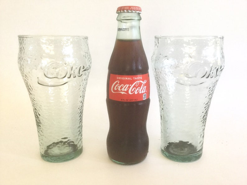 Coca-Cola Glass Soda Cups 16 Ounces Vintage 1990s Coke
