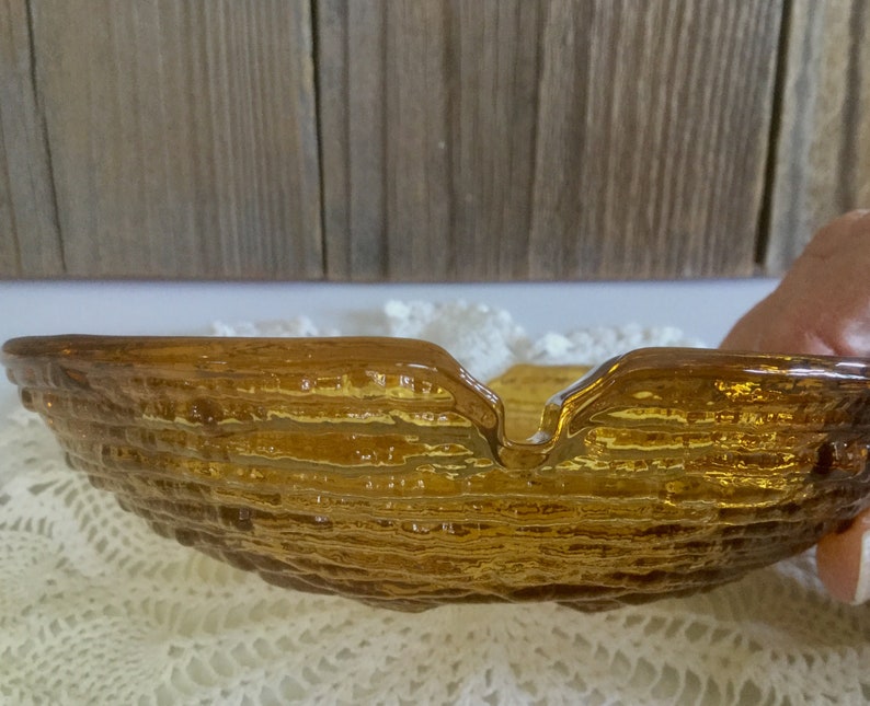 Vintage Amber Glass Ashtray 1960s Soreno Ashtray Anchor Hocking Tobacciana Collectible 6 inch Glass Ashtray Rippled Bottom Trinket Dish