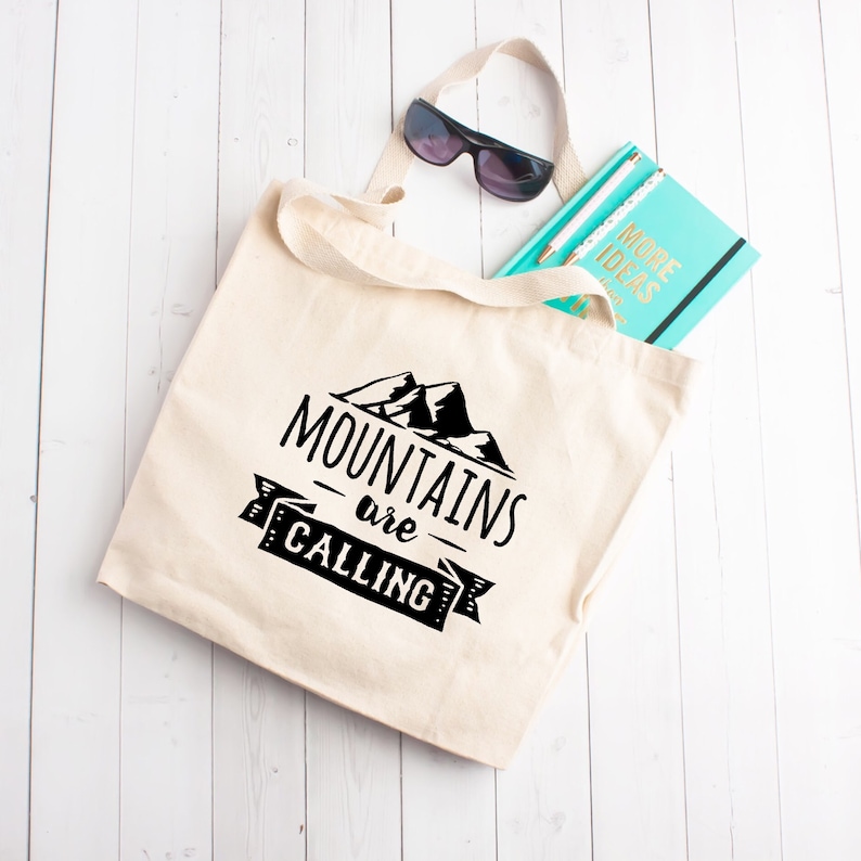 Gift for Best Friend Adventure Outdoors Hiker Hiking Mountain Climbing Gift Mountains are Calling Large Tote Bag