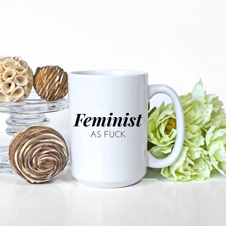 The Feminist as Fuck Mug travel product recommended by Jessie Swinger on Pretty Progressive.