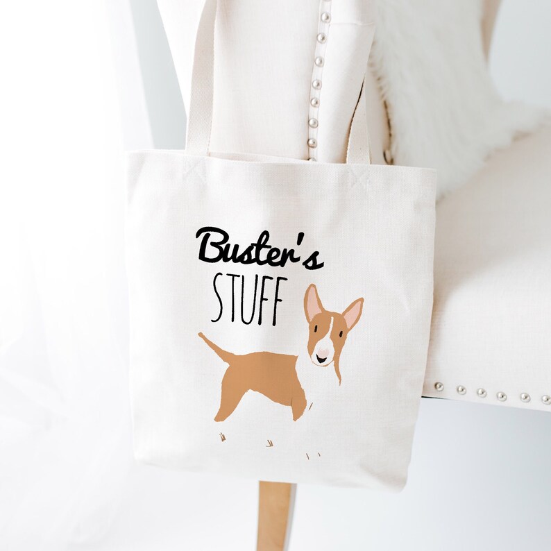 Black Bull Terrier Personalized Pet Tote Bag Dog Large Canvas Overnight Bag Travel Tote Dog Illustration Customized Puppy Bag Puppy Bag