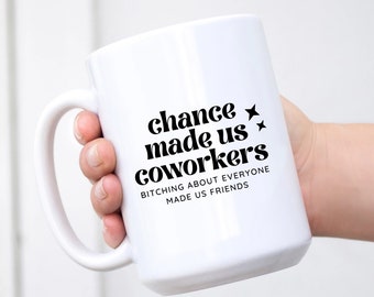 Ideas de regalos de cumpleaños: el azar nos hizo compañeros de trabajo, regalo de Navidad para el mejor amigo, hermana, hermano, esposo, esposa, tazas divertidas para mujeres