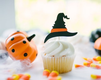 Witch Hat Cupcake Toppers - Witch Hat Toppers - Halloween Decor - Halloween Day - Halloween Night - Funny Halloween - Halloween Kids - Witch