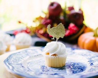 Thanksgiving Decorations - Turkey Cupcake Toppers - Thanksgiving Dinner - Thanksgiving Decorations - Fall Cupcake Toppers - Fall Decorating