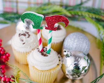 Elf Shoes Cupcake Toppers, Elf Shoes, Elf Shoes Topper, Elf, Shoes, Christmas, Holiday, Christmas Decor, Holiday Party, Christmas Party