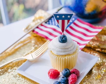 4th of July Decorations - 4th of July Party - Independence Day - Patriotic Decor - Veteran's Day - Memorial Day - Patriotic Cupcake Toppers