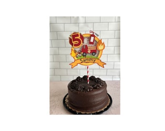 Personalized Cake Topper, Fire Fighter Cake Topper, Fireman Gift, Fire Department, Boy Birthday, Boy Fire Fighter, Fire Truck, Fireman Decor