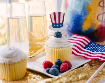 4th of July Decorations - 4th of July Party - Independence Day - Patriotic Decor - 4th of July Cupcake Toppers - July 4th - Memorial Day BBQ