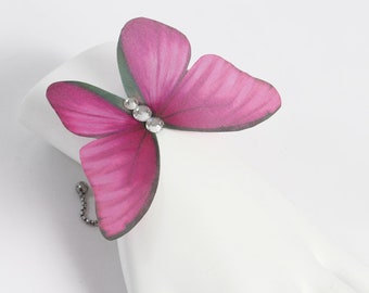 Pink Fuchsia Silk Butterfly Adjustable Bracelet | Morpho Butterfly